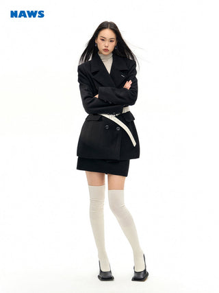 [NAWS] Belted wool overcoat & skirt