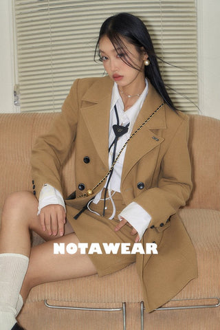 [NAWS] Belted wool overcoat & skirt