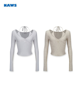 [NAWS] Halter Slim Fit Long Sleeve Knit Cardigan