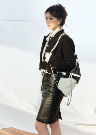 [NAWS] Cropped wool-blend boucl? jacket