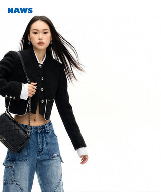 [NAWS] Cropped wool-blend boucl? jacket