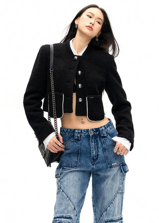 [NAWS] Cropped wool-blend boucl? jacket