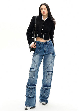 [NAWS] Cropped wool-blend boucl? jacket