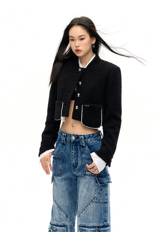[NAWS] Cropped wool-blend boucl? jacket