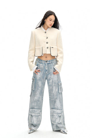 [NAWS] Cropped wool-blend boucl? jacket