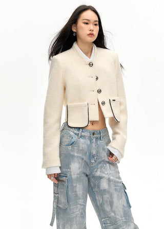 [NAWS] Cropped wool-blend boucl? jacket