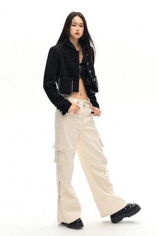 [NAWS] Cropped wool-blend boucl? jacket