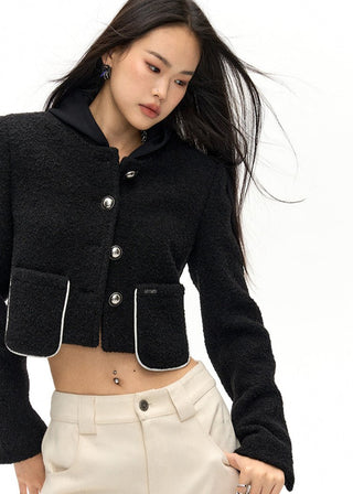 [NAWS] Cropped wool-blend boucl? jacket