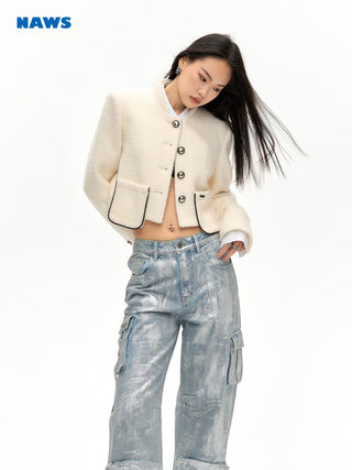 [NAWS] Cropped wool-blend boucl? jacket