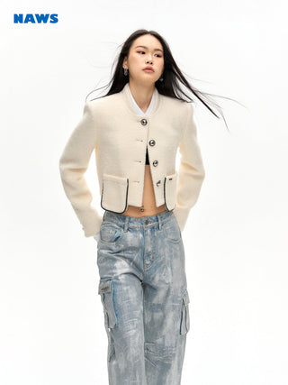 [NAWS] Cropped wool-blend boucl? jacket