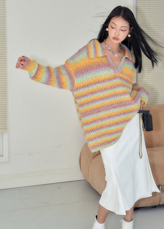[NAWS] Gradient rainbow striped wool sweater