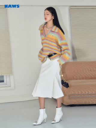 [NAWS] Gradient rainbow striped wool sweater