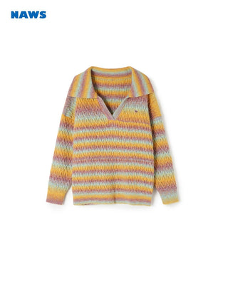 [NAWS] Gradient rainbow striped wool sweater