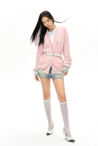 [NAWS] Oversized  mink knitted cardigan