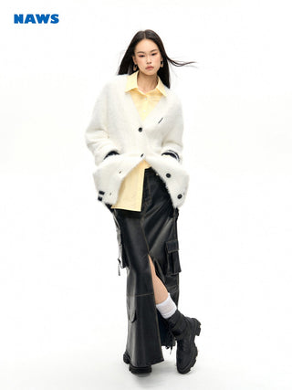 [NAWS] Oversized  mink knitted cardigan