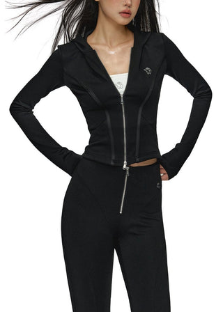 [NAWS] Double Zipper Slim Hooded Top