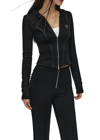 [NAWS] Double Zipper Slim Hooded Top