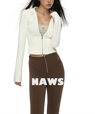 [NAWS] Double Zipper Slim Hooded Top