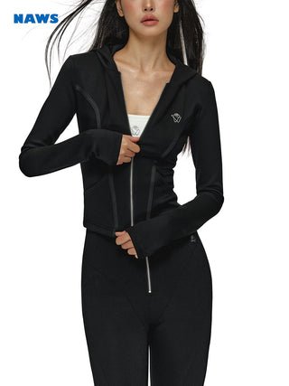 [NAWS] Double Zipper Slim Hooded Top