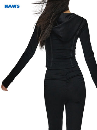[NAWS] Double Zipper Slim Hooded Top