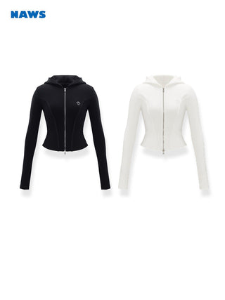 [NAWS] Double Zipper Slim Hooded Top