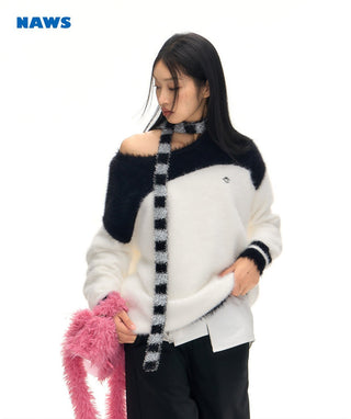 [NAWS] Oversized contrast color sweater