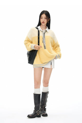 [NAWS] Oversized contrast color sweater