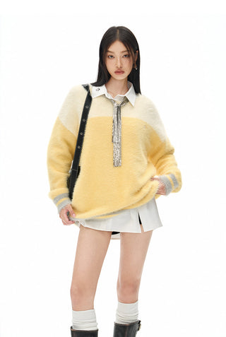 [NAWS] Oversized contrast color sweater