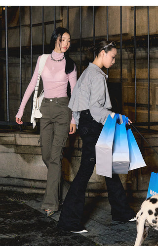 [NAWS] Half-turtleneck slim-fit sweater