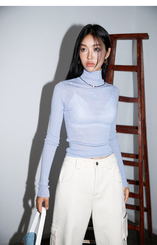 [NAWS] Half-turtleneck slim-fit sweater