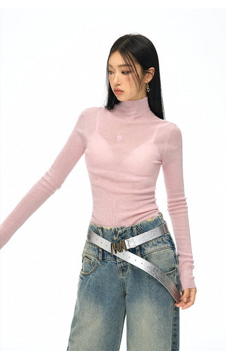 [NAWS] Half-turtleneck slim-fit sweater