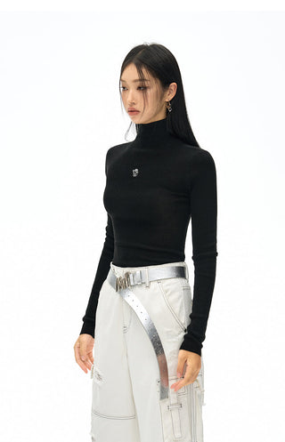 [NAWS] Half-turtleneck slim-fit sweater