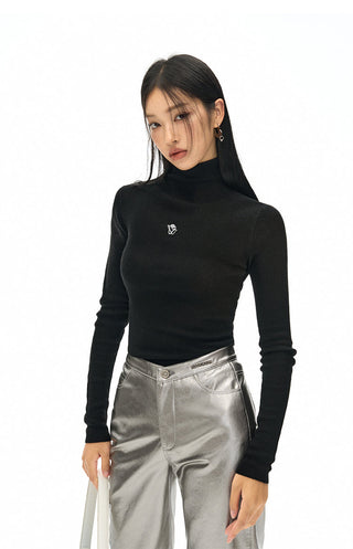 [NAWS] Half-turtleneck slim-fit sweater