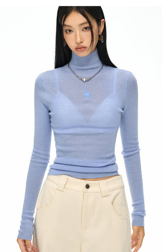 [NAWS] Half-turtleneck slim-fit sweater