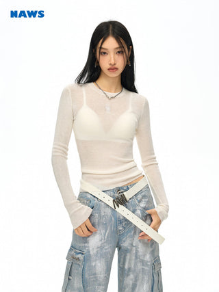 [NAWS] Half-turtleneck slim-fit sweater