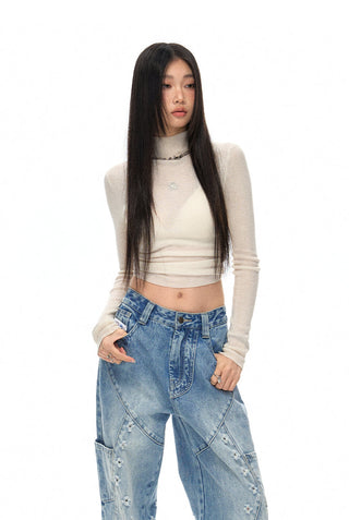 [NAWS] Half-turtleneck slim-fit sweater