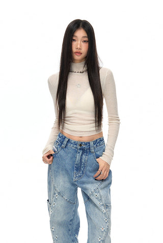 [NAWS] Half-turtleneck slim-fit sweater