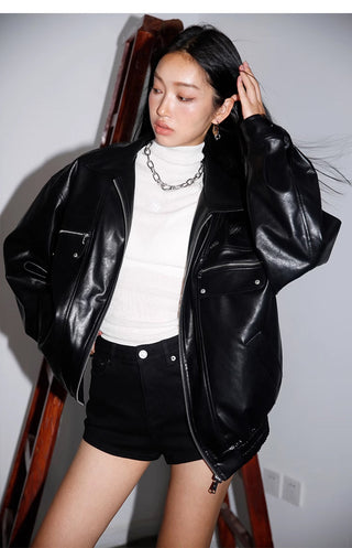 [NAWS] Oversized leather jacket
