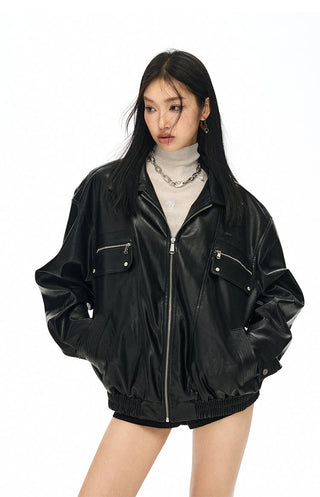 [NAWS] Oversized leather jacket