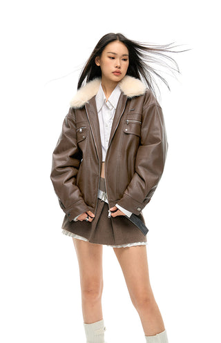 [NAWS] Oversized leather jacket
