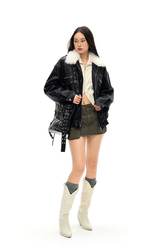 [NAWS] Oversized leather jacket