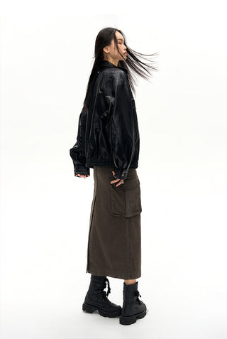 [NAWS] Oversized leather jacket