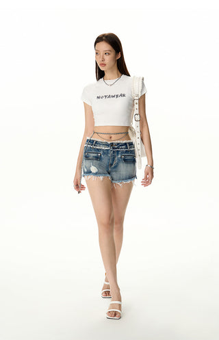 [NAWS] Embroidered cotton crop top