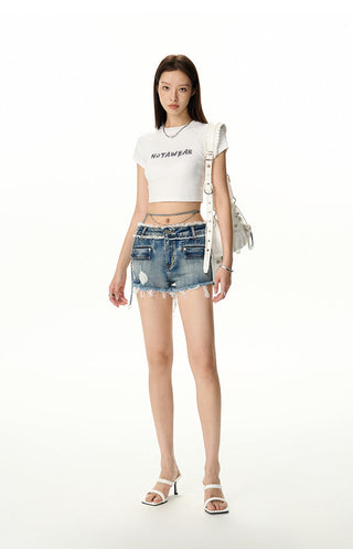 [NAWS] Embroidered cotton crop top