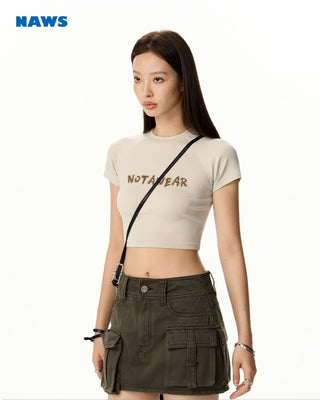 [NAWS] Embroidered cotton crop top