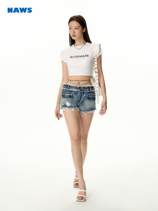 [NAWS] Embroidered cotton crop top
