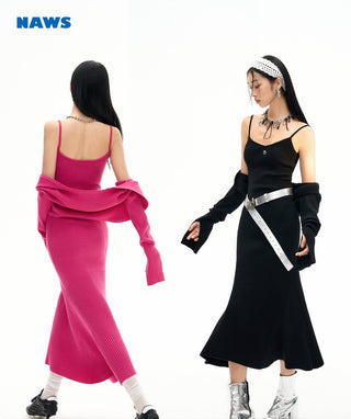 [NAWS] Elastic fishtail wool knitted dress