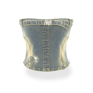 [NAWS] Denim Tube Top Miniskirt Set