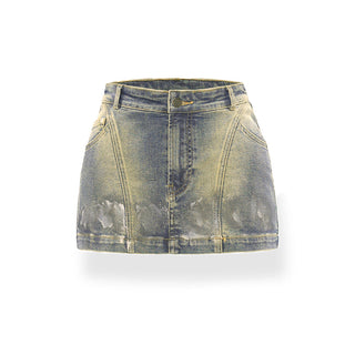 [NAWS] Denim Tube Top Miniskirt Set
