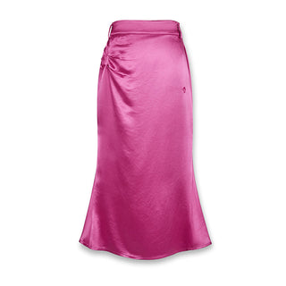 [NAWS] Embroidery Oversize Ripple Satin Shirt Rose Red